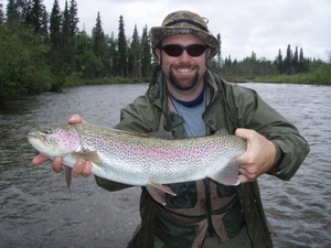 Fly fishing for salmon on Willow Creek